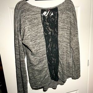 Free Kisses Grey Shirt With Black Floral Back